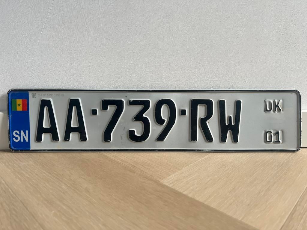 Kentekenplaat Senegal nieuw type, Verzamelen, Ophalen of Verzenden, Auto's