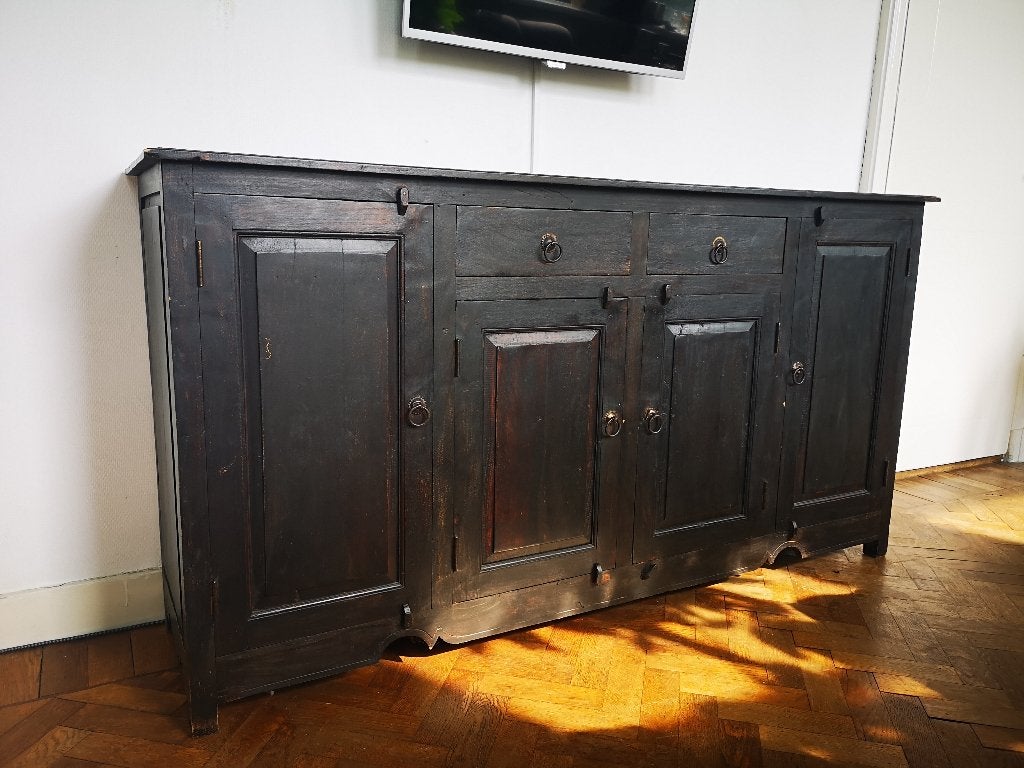 Koloniaal teak houten dressoir / sideboard / opbergkast, Ophalen, Gebruikt, Met deur(en), Teakhout