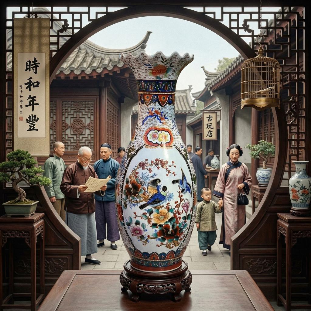 Antieke Chinese vaas, handgeschilderd, 60 cm, Ophalen of Verzenden