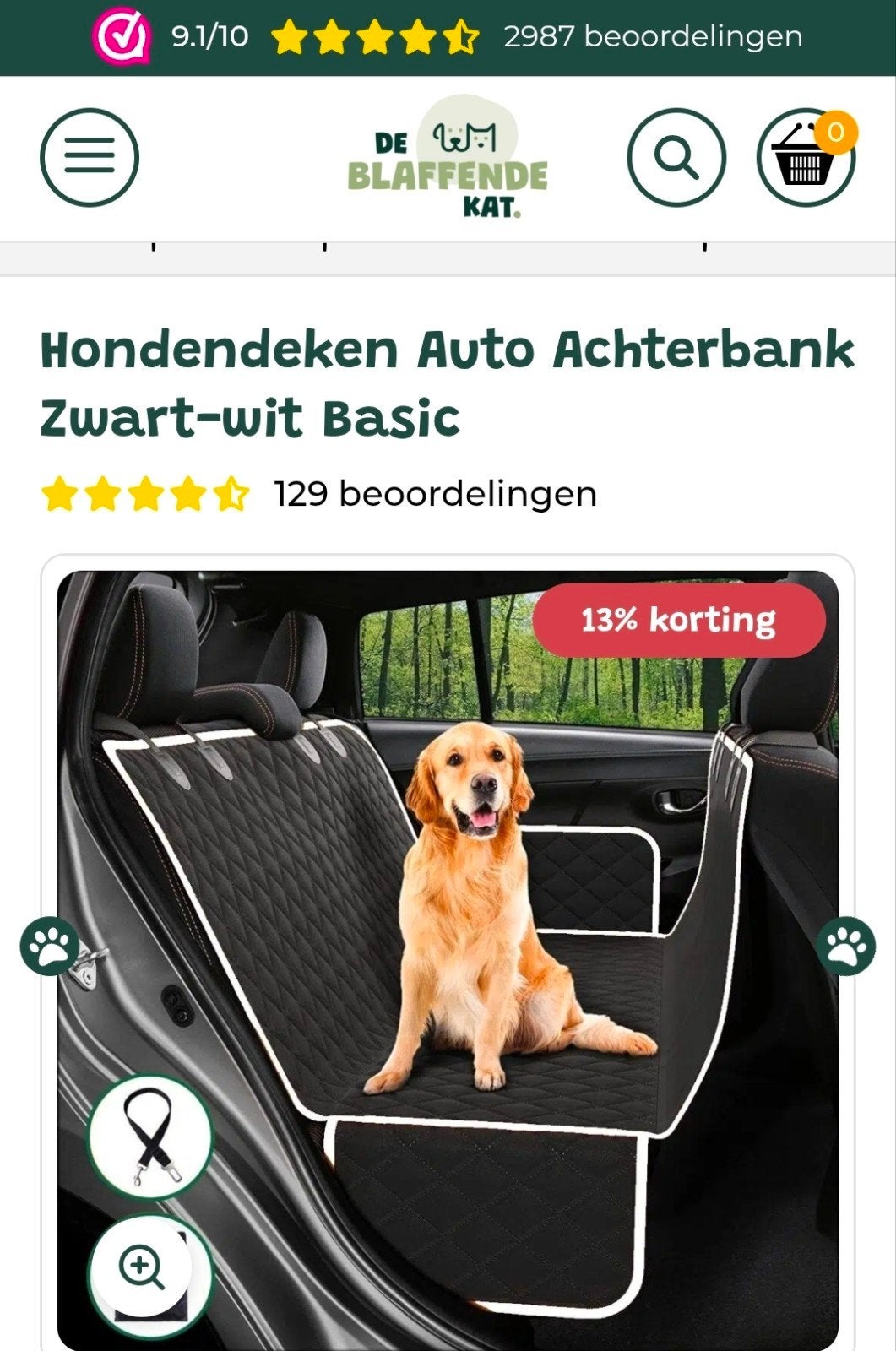 Auto beschermhoes voor achterbank, Ophalen of Verzenden, Zo goed als nieuw