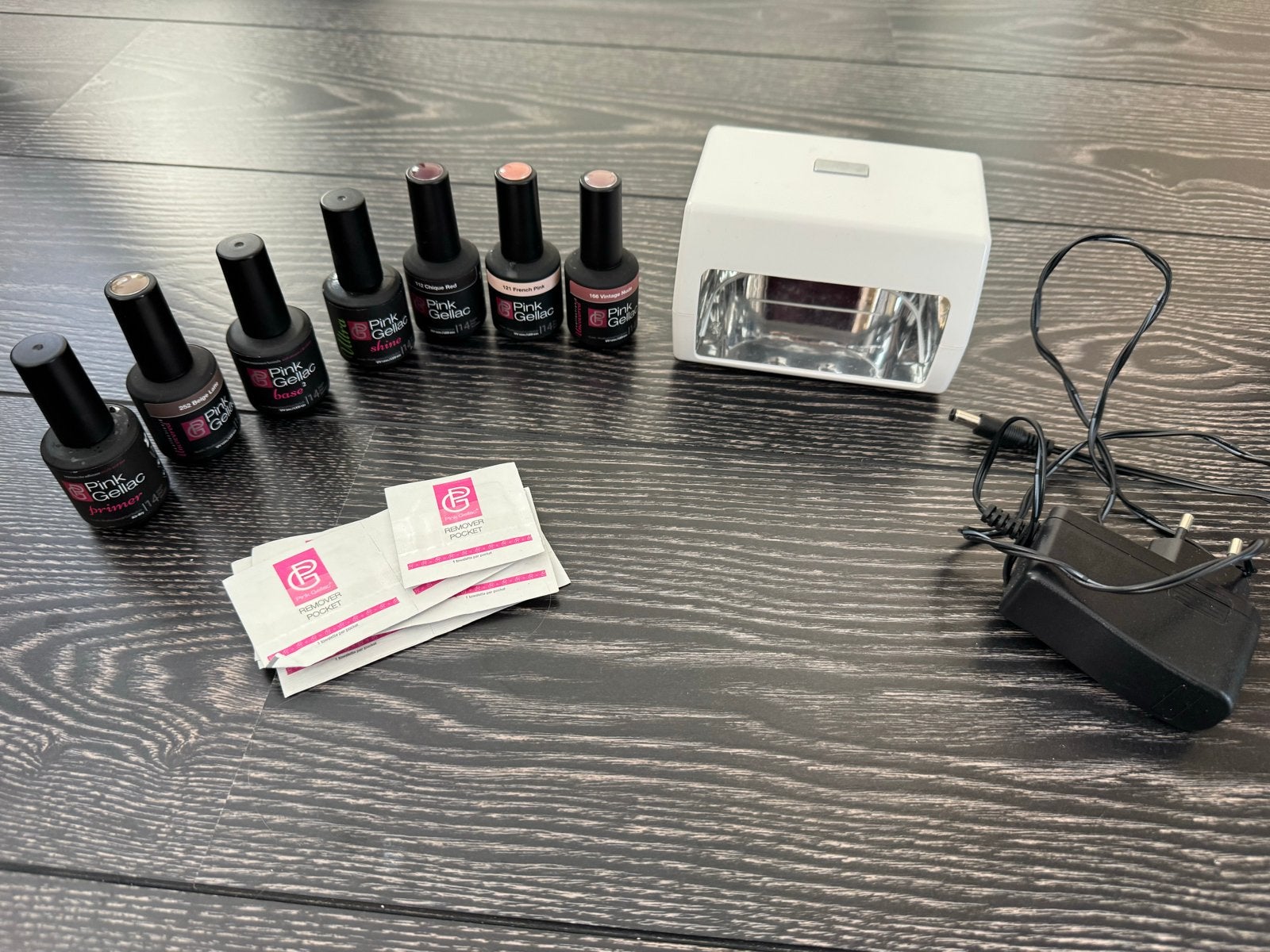 Pink Gellac lamp met nagellak en accessoires, Sieraden, Tassen en Uiterlijk, Ophalen of Verzenden, Zo goed als nieuw, Toebehoren