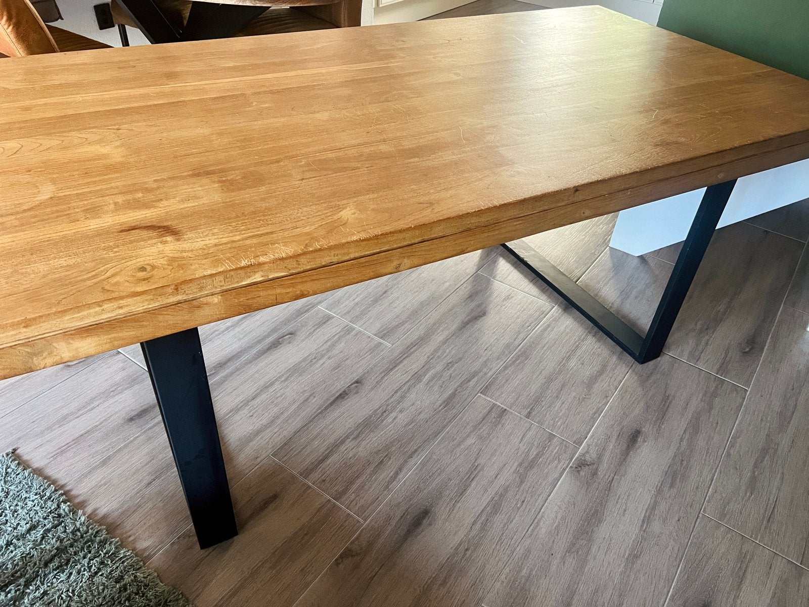 Industriële eettafel 200x100, Huis en Inrichting, Ophalen, Gebruikt, 200 cm of meer, 50 tot 100 cm
