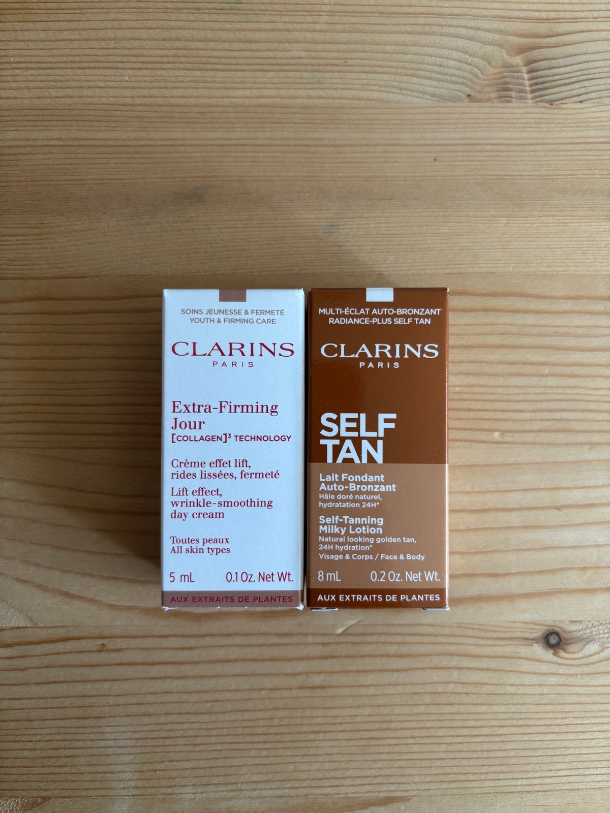 Clarins Extra-Firming Jour & Self Tan Milky Lotion (samples), Verzenden, Nieuw, Gehele gezicht, Verzorging