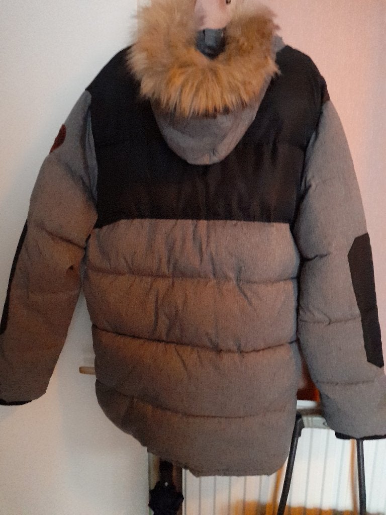 Bomberjack, Bomberjas, winterjas met hoodie en bontrand, Kleding | Heren, Ophalen of Verzenden, McKenzie, Grijs, Maat 56/58 (XL)