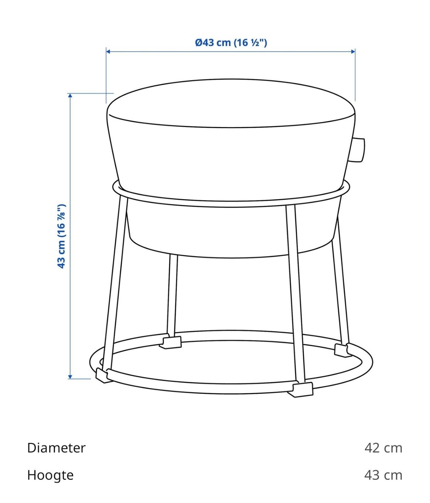 IKEA Emislöv poef - Zo goed als nieuw, Ophalen, Minder dan 50 cm, Rond, Minder dan 50 cm