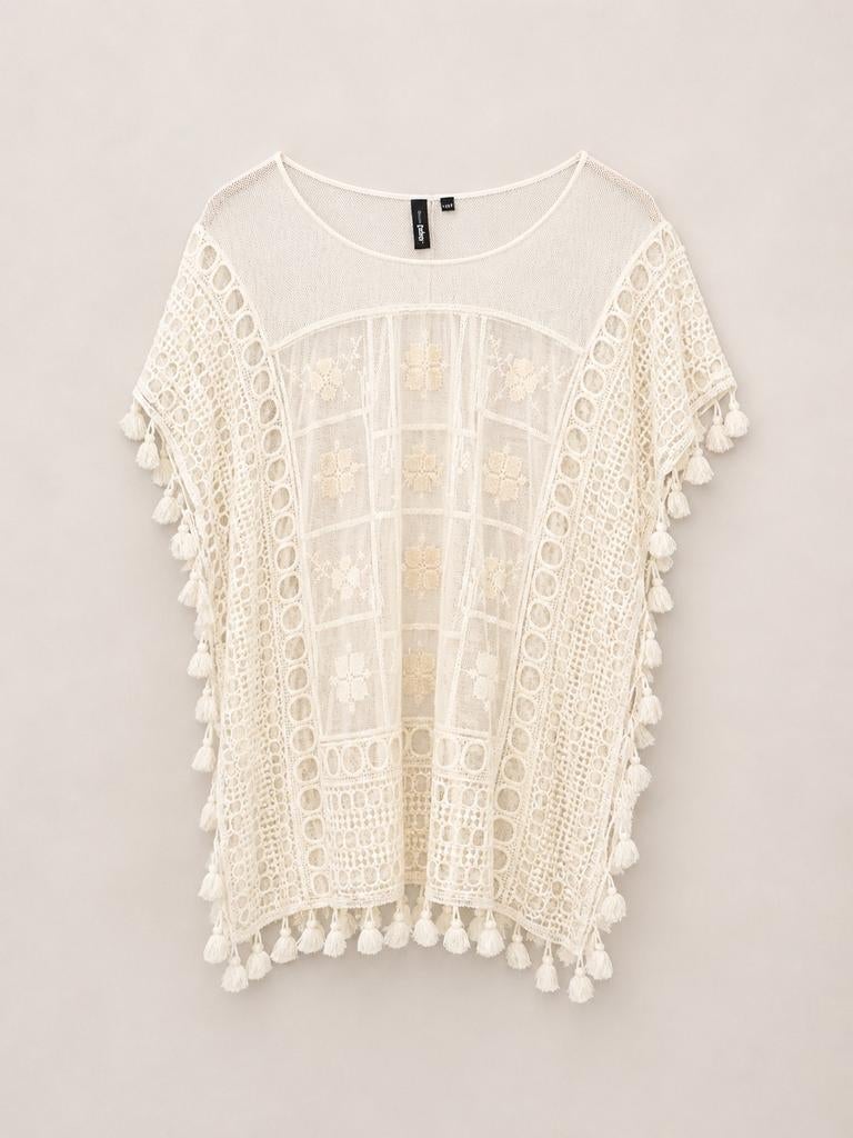 Eksept Boho Top / Tuniek - Maat S - Crochet & Tassels, Wit, Ophalen of Verzenden, Zo goed als nieuw, Eksept