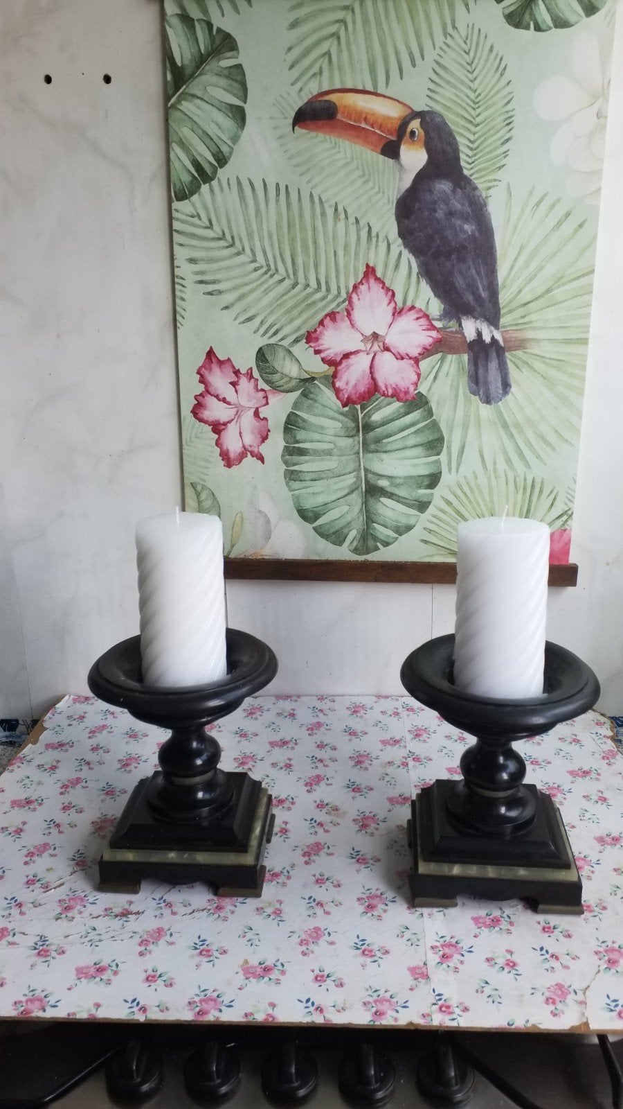 2  ANTIEKE   MARMEREN   KANDELAARS, Ophalen