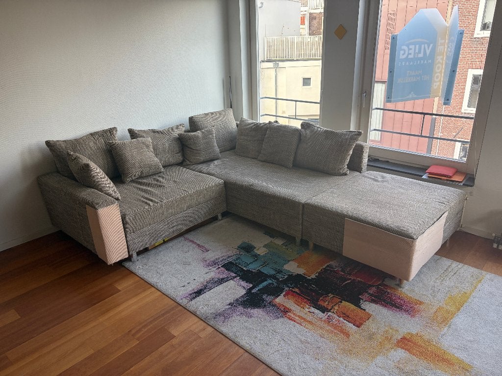 Corner Sofa with Ottoman and Cushions / hoekbank, Ophalen, Gebruikt, 150 cm of meer, 200 tot 250 cm