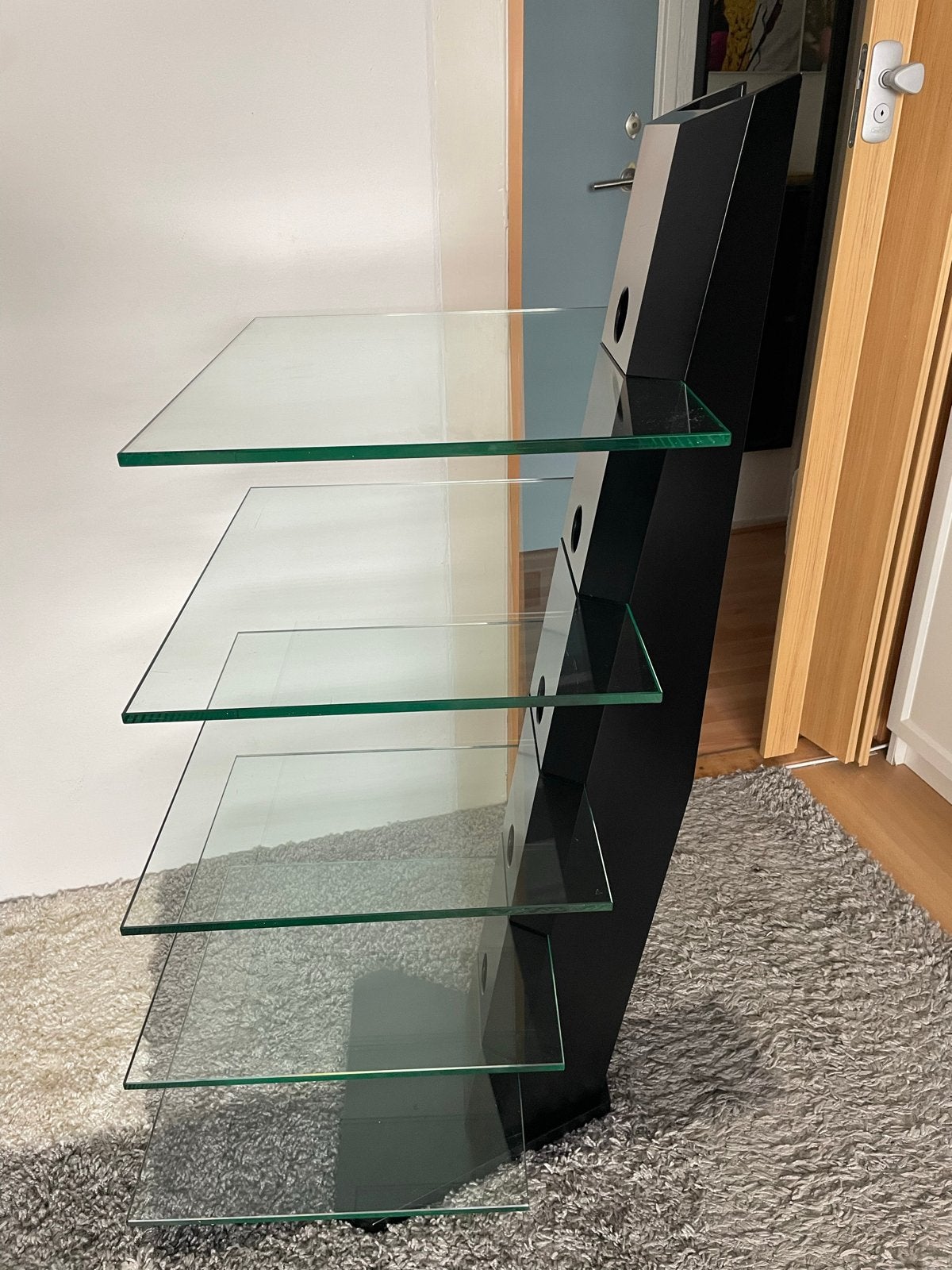 Stijlvol Hi-Fi rack van MDF en dikke glazen ( 35 kg ! ), Huis en Inrichting, Kasten | Televisiemeubels, Ophalen, Gebruikt, 100 tot 150 cm