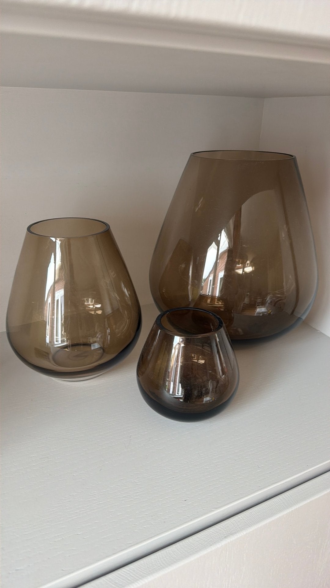 Mooie set van 3, vase the world tasman bruin, Ophalen, Zo goed als nieuw, Bruin, Glas