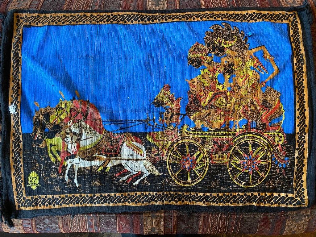 2 indonesische wanddoeken, Huis en Inrichting, Gebruikt, Oosters, Wandkleed, Ophalen of Verzenden