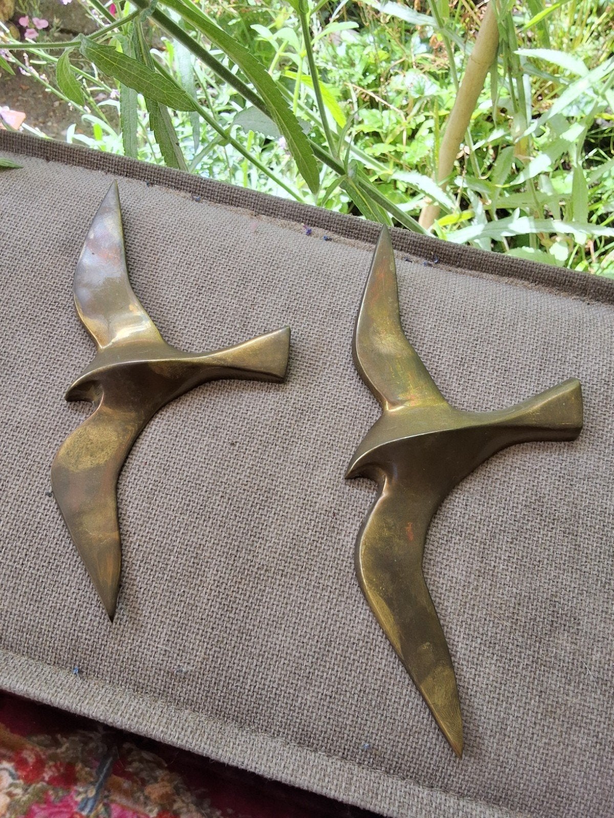 Set van 2 vintage messing zwaluwen wanddecoratie jaren 60, Ophalen of Verzenden, Koper