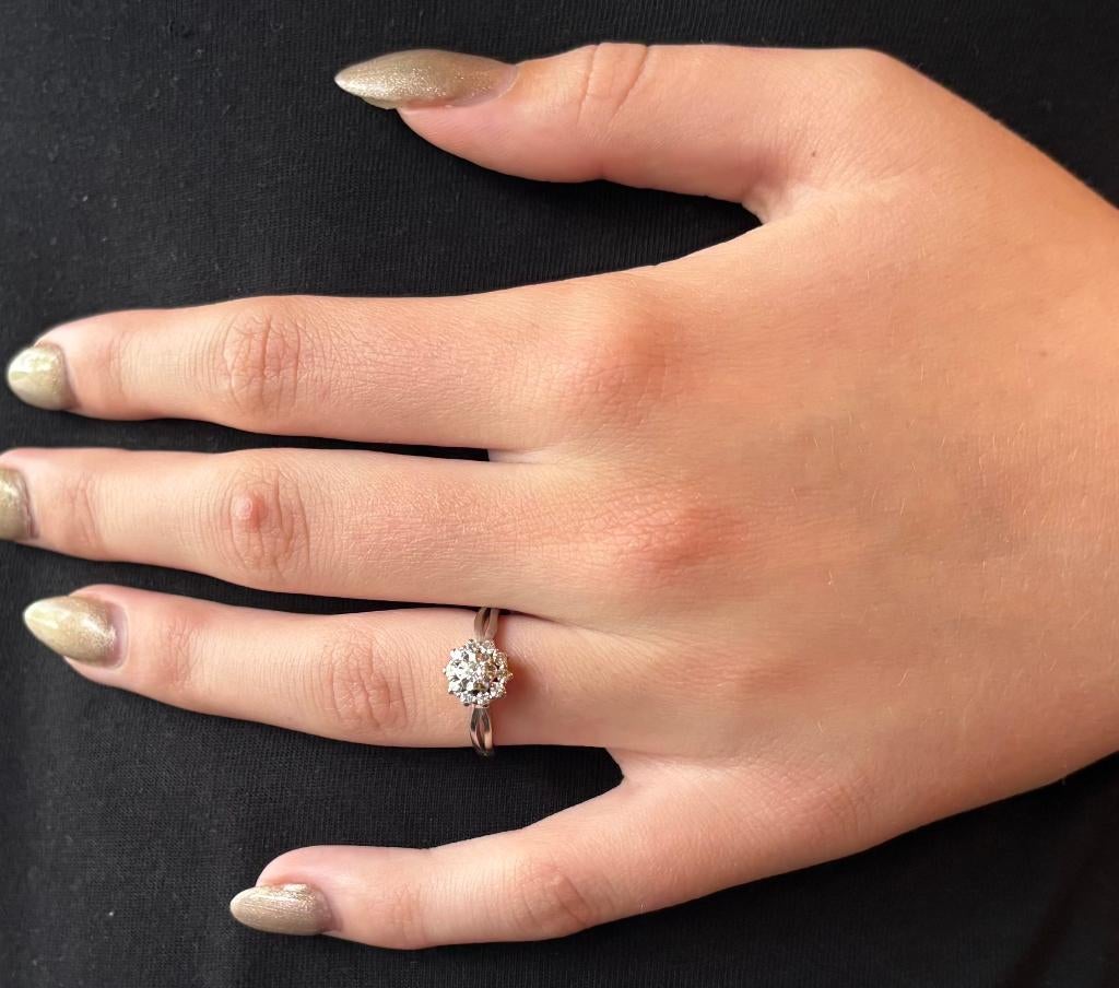Diamanten 14k gouden luxe dames rozet ring fraai briljant, Voordeelsieraden, Verzenden, Met edelsteen, Dame