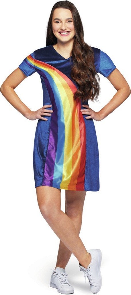 K3 verkleedkleding - jurkje volwassenen regenboog - mt 38/40, K3, Meisje, K3, Nieuw