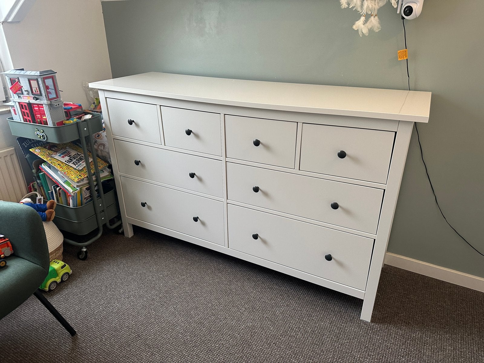 Ikea Hemnes commode 8 ladekast wit babykamer, Ophalen, 100 tot 150 cm, Zo goed als nieuw, Met lade(s)