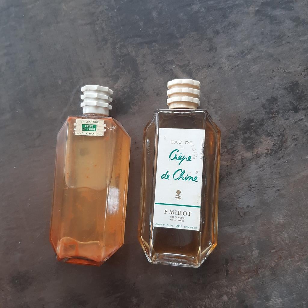 Vintage Crêpe de Chine flesjes (2 stuks), Ophalen of Verzenden, Gebruikt
