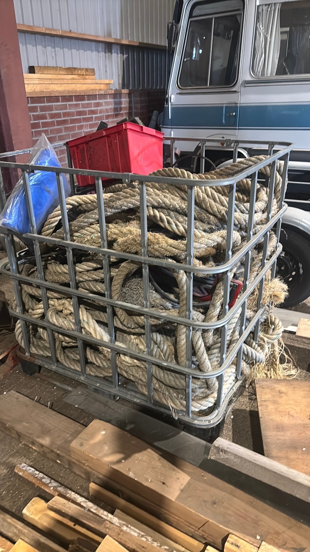 Ibc krat vol met scheepstouw, Tuin en Terras, Minder dan 3 m³, Ophalen