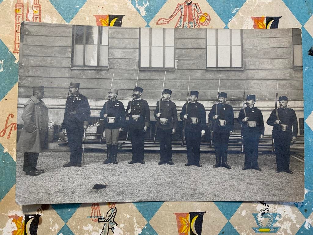 Foto - inspectie militairen (MM), Gebruikt, Foto, Voor 1940, Buitenland