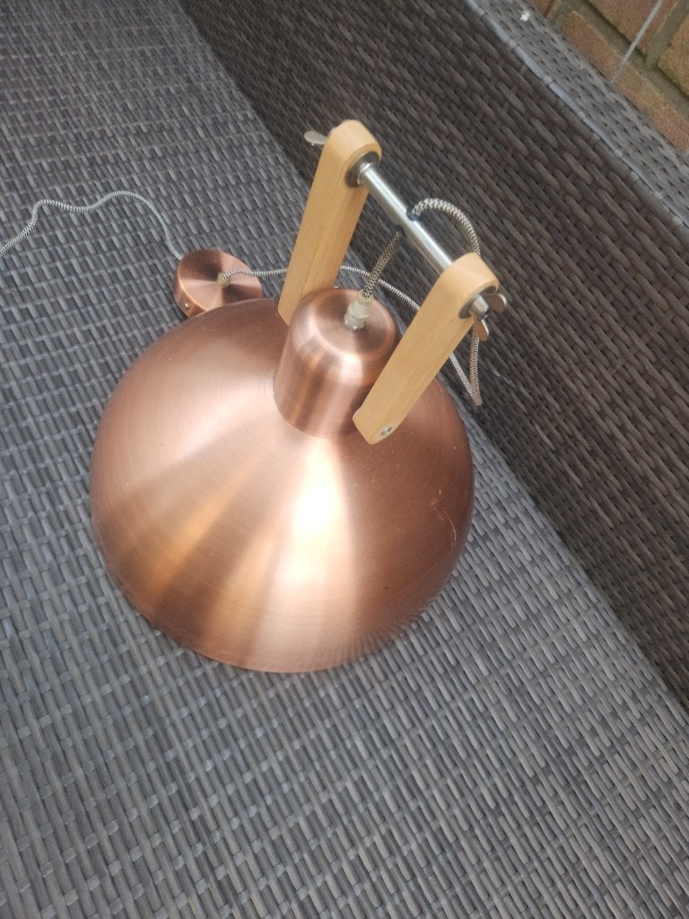 Koperen hanglamp Fonq design, Ophalen of Verzenden, Zo goed als nieuw, Hout, Industrieel