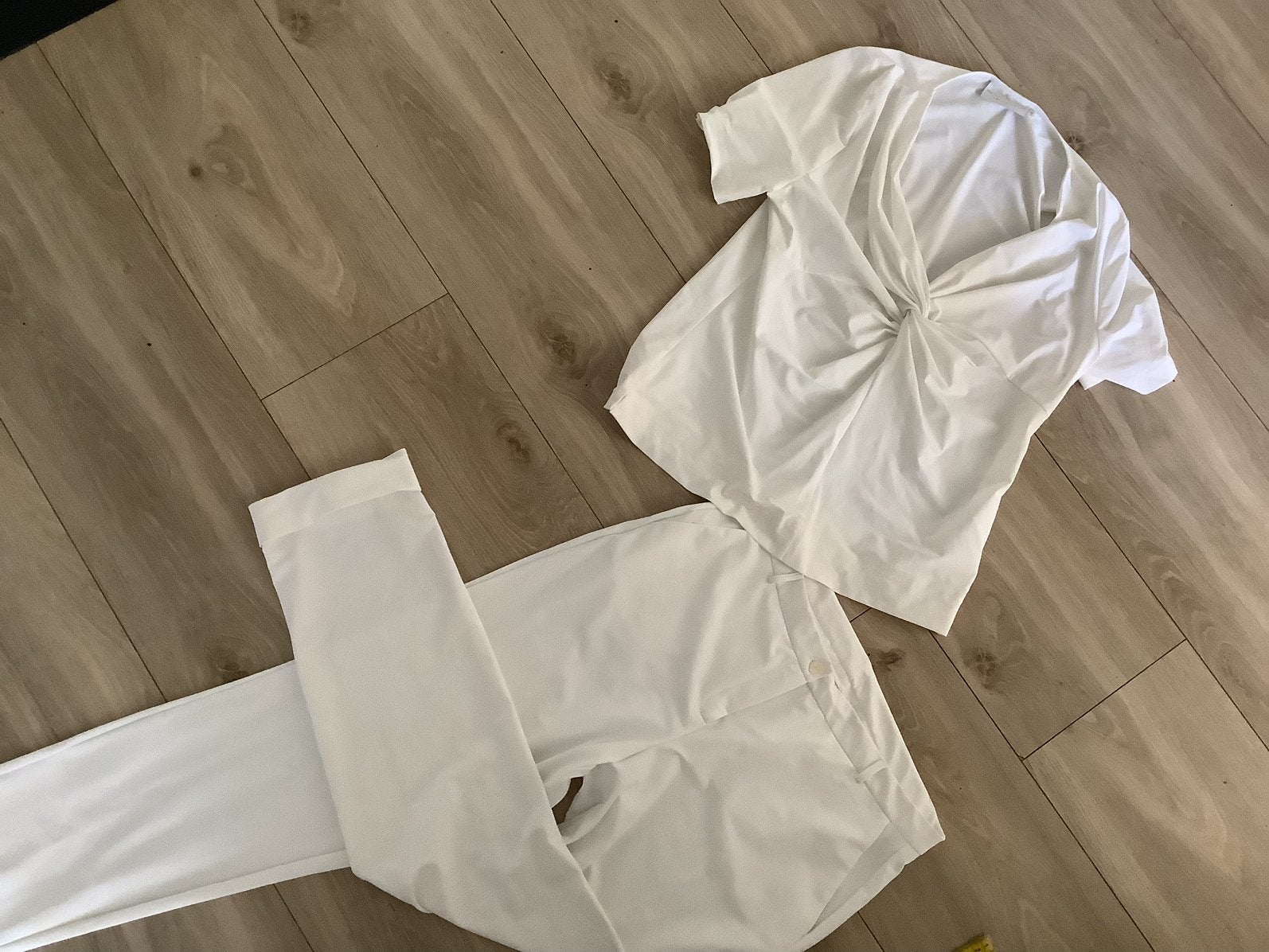 Witte travelstof set in L net een jumpsuit, Verzenden, Zo goed als nieuw, Wit, Lang