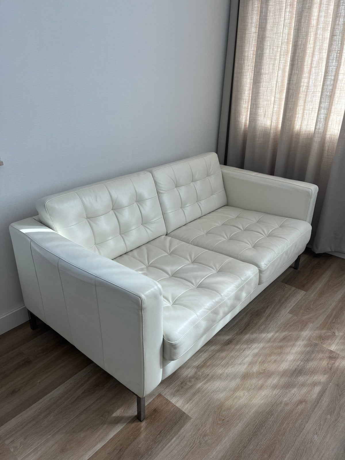 IKEA Leren Bank, Huis en Inrichting, Ophalen, 150 tot 200 cm, Tweepersoons, Zo goed als nieuw