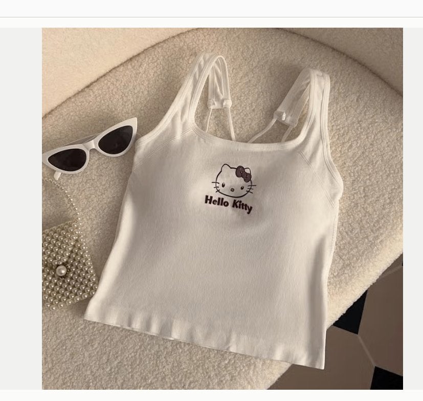 Sanrio Hello Kitty top Y2K met borstpads, Ophalen of Verzenden, Nieuw, Maat 38/40 (M), Zonder mouw