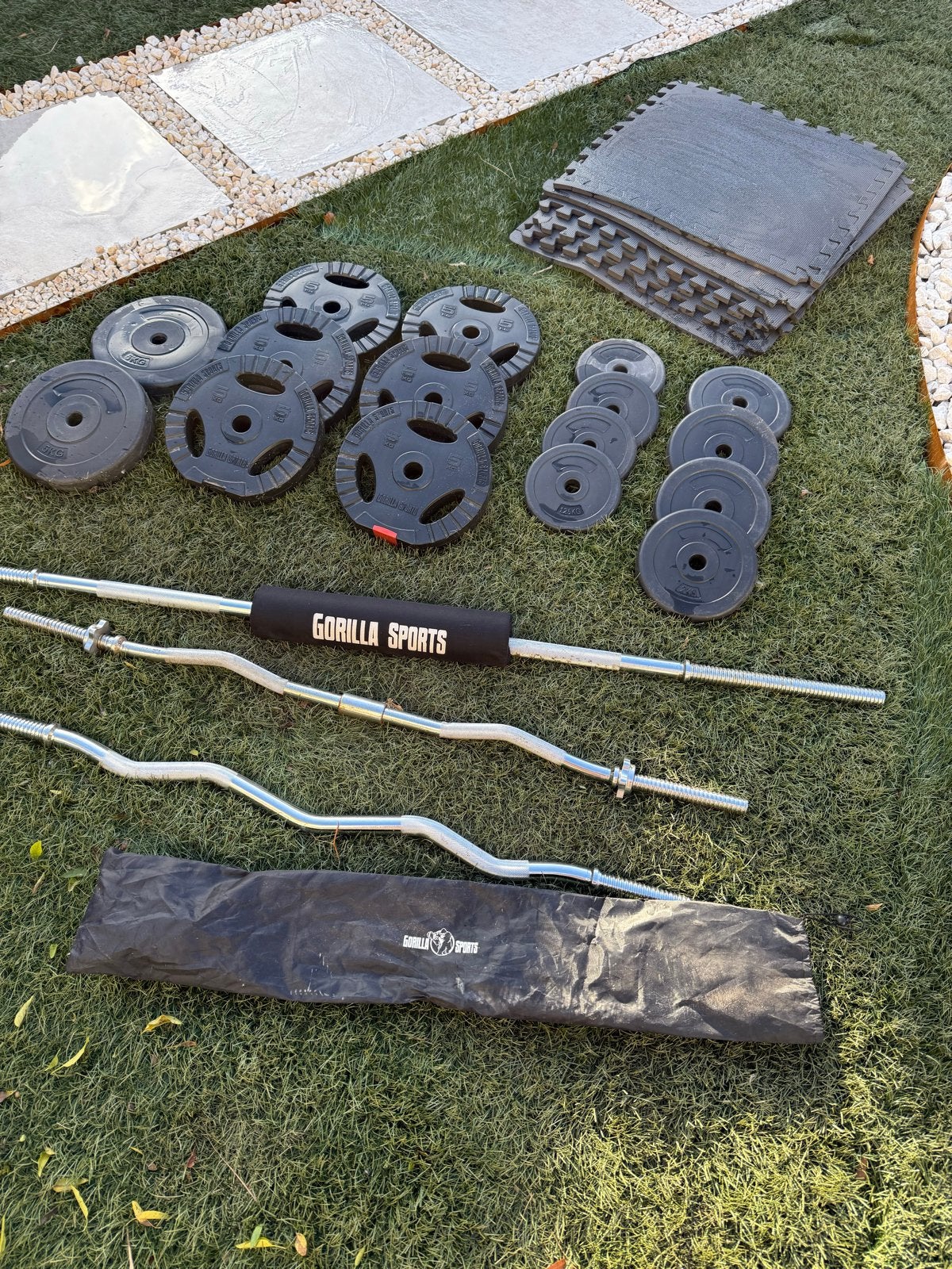Gorilla Sports Halterset incl schijven  -restant sportschool, Ophalen of Verzenden, Gebruikt, Armen, Halterset