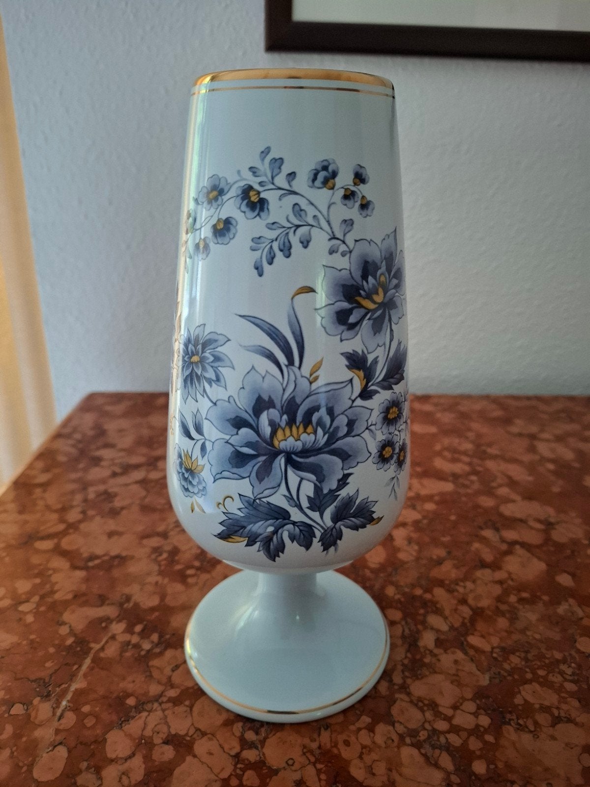 Flora Plateel Gouda Holland vaas met bloemmotief, Ophalen of Verzenden