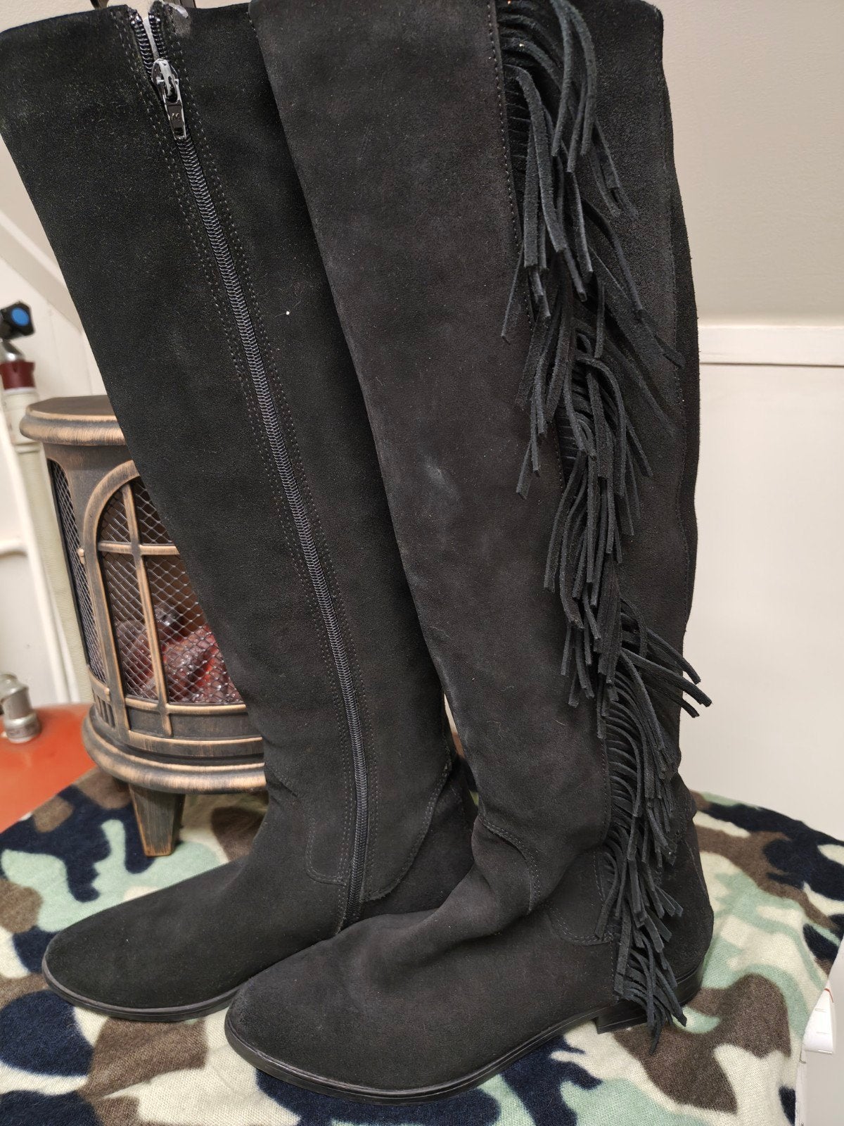 zwart suede laarzen met franjes 39, Ophalen of Verzenden, Zo goed als nieuw, Zwart, Hoge laarzen