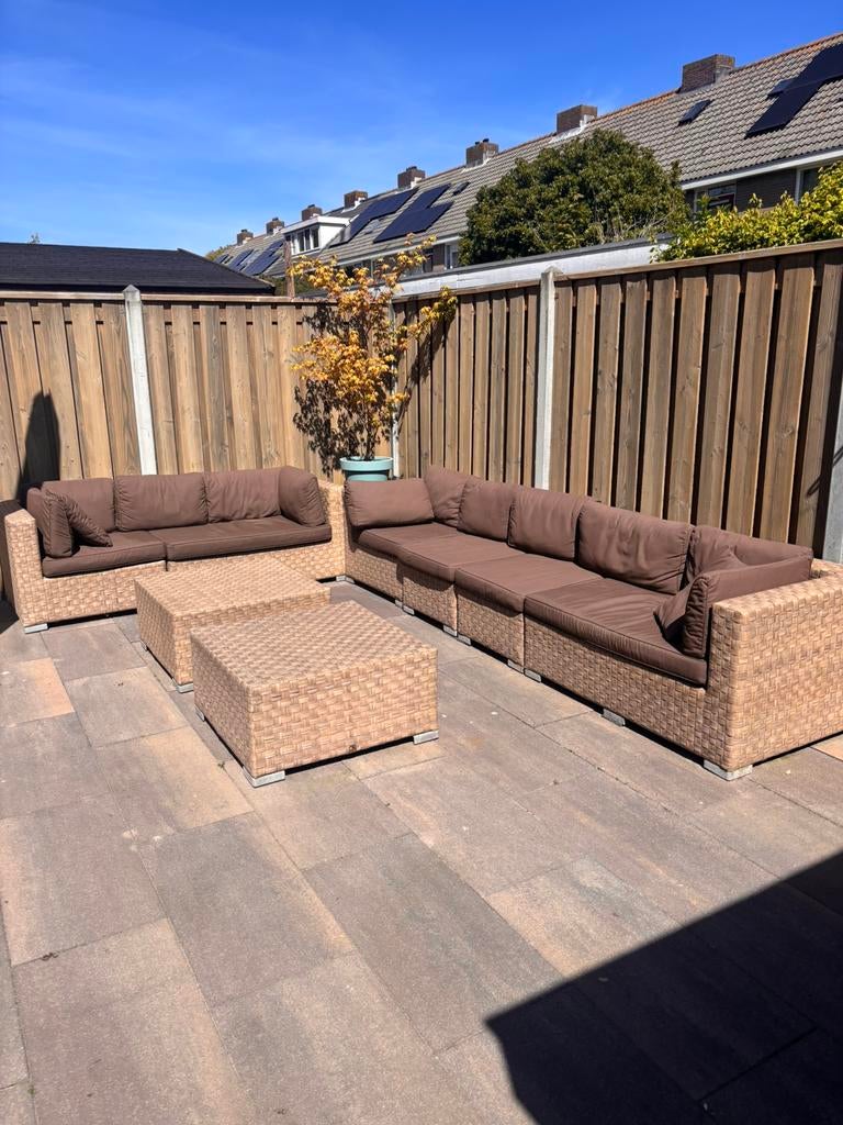 Mooie lounge set met all weather kussens, Tuin en Terras, Ophalen, Zo goed als nieuw, Bank