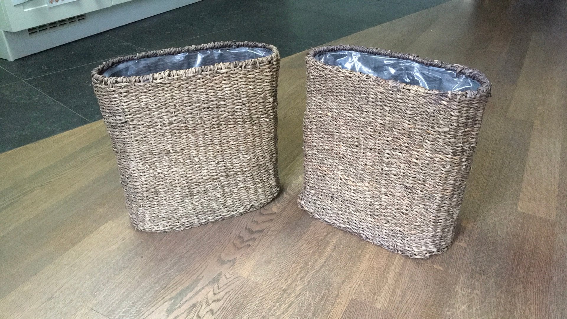 Grote rieten bloempotten - manden, Ophalen, Zo goed als nieuw, Rond, Overige materialen
