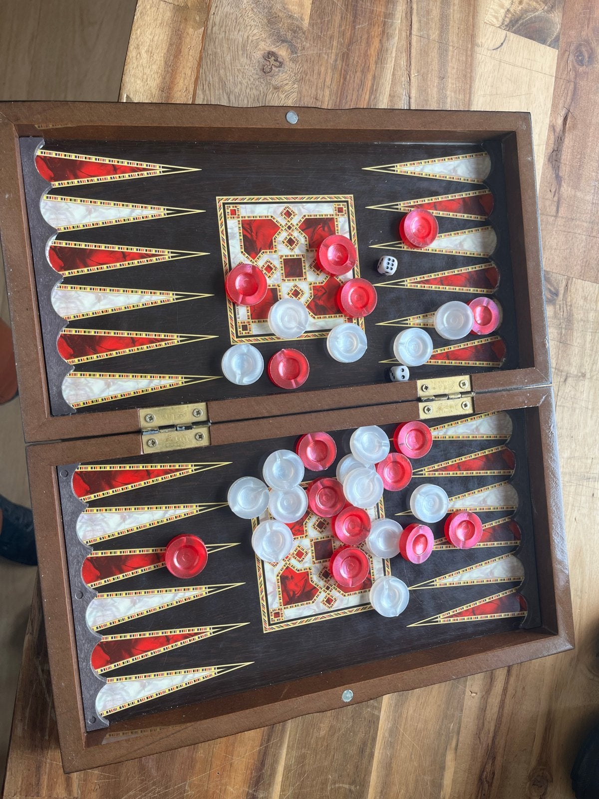 Backgammon en dammen koffer, Een of twee spelers, Ophalen of Verzenden, Gebruikt, Reisspel