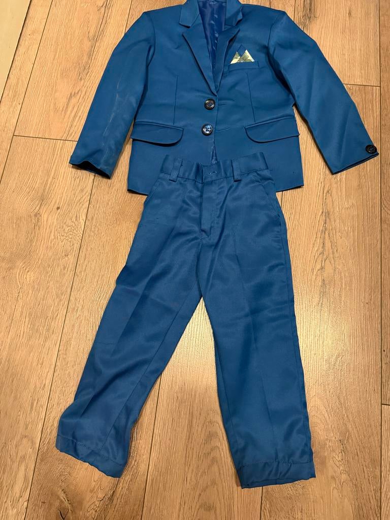Blauw kinderpak - colbert en pantalon, Ophalen of Verzenden, Gebruikt, 122 t/m 128, Jongen