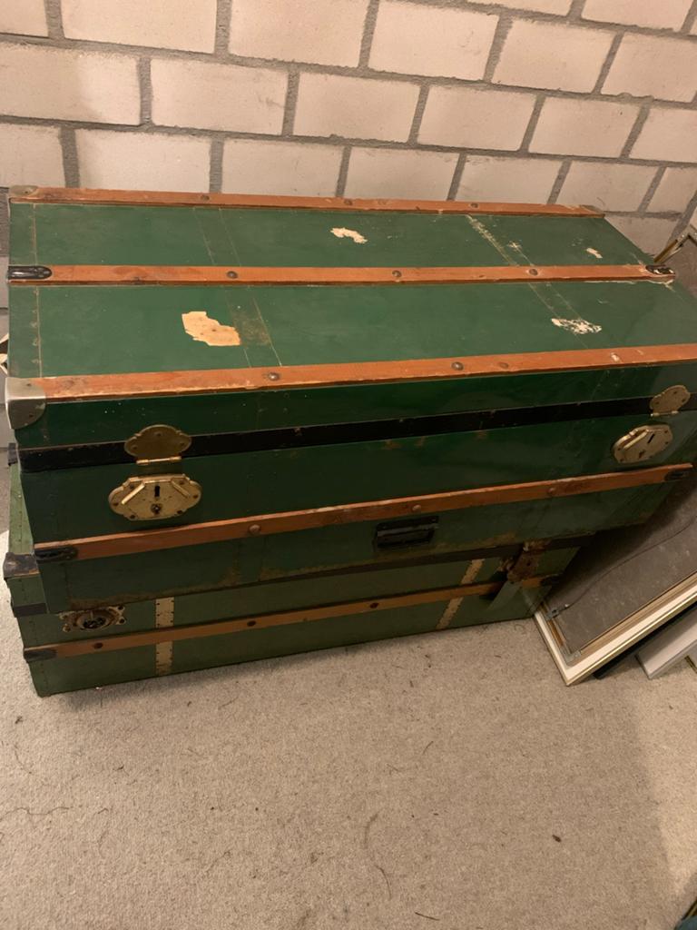 Vintage groene reiskoffer/kist - Legerkist, Ophalen of Verzenden