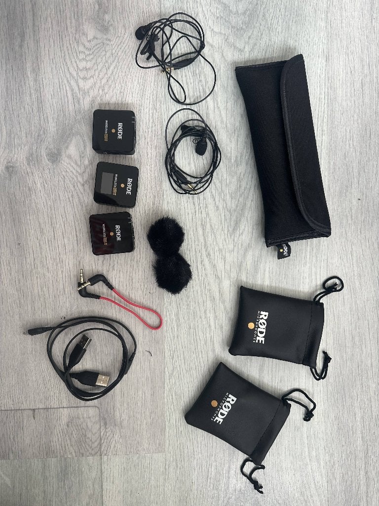 RØDE Wireless GO II (Dual Set) + 2 Das/Lavalier Microfoons, Ophalen of Verzenden, Zo goed als nieuw
