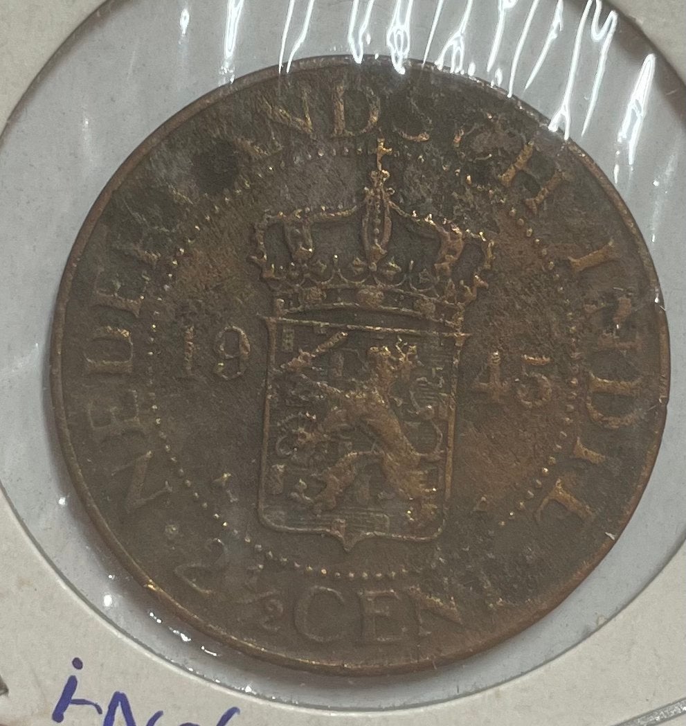 2,5 cent Nederlands Indië 1945, Postzegels en Munten, Munten | Nederland, Ophalen of Verzenden, Koningin Wilhelmina