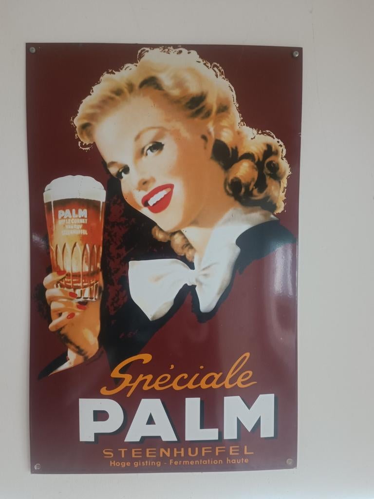 Vintage Palm Steenhuﬀel Emaille Reclamebord, Ophalen of Verzenden
