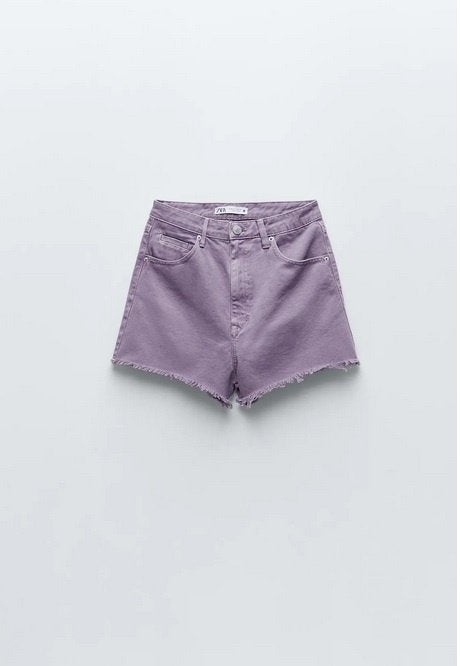 Lilac denim shorts (ZARA), Kort, Zara, Paars, Nieuw