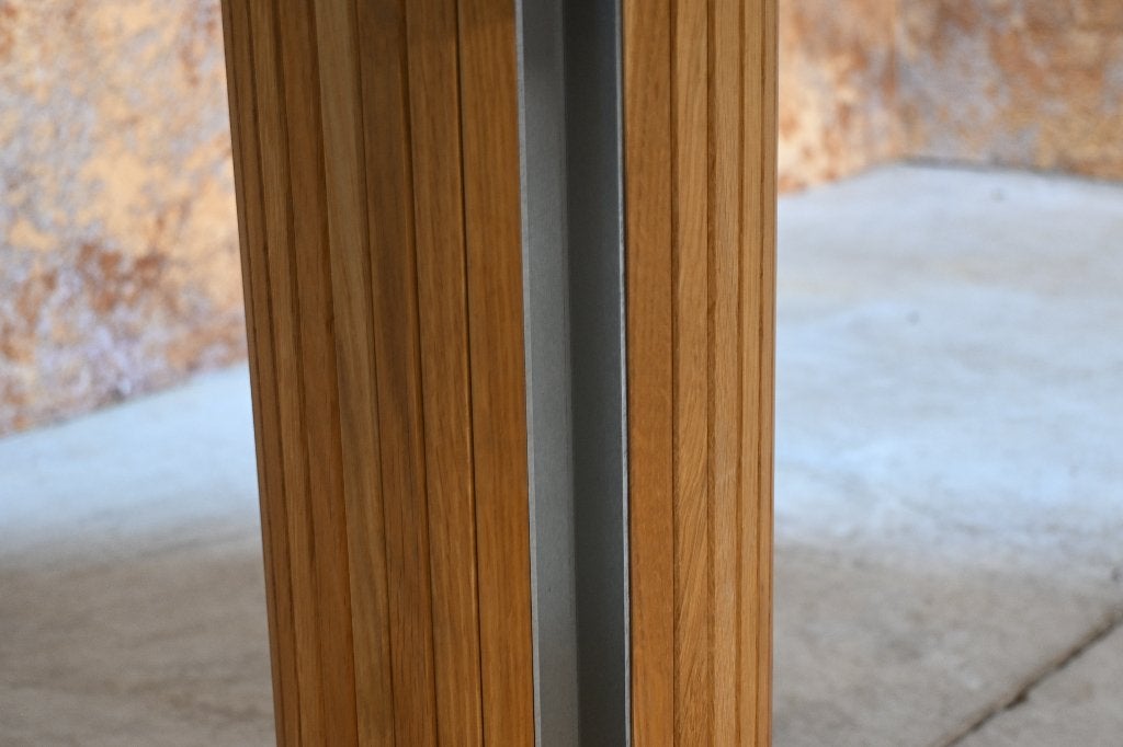 ZGANieuw fraaie Bree's New World Steely design tafel, 200 cm of meer, Zo goed als nieuw, Vijf personen of meer, Overige houtsoorten