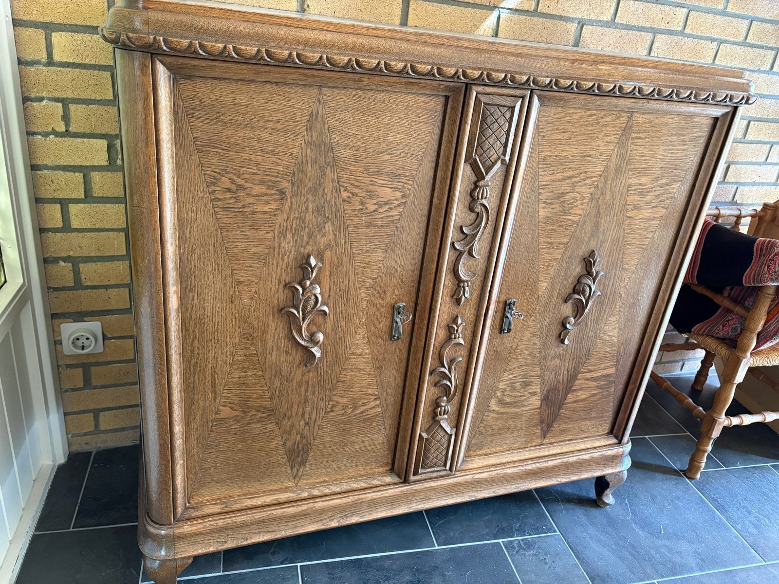 Antieke eikenhouten kastje van oma, Ophalen of Verzenden