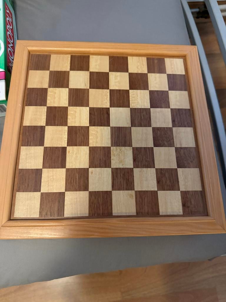 Houten Schaak- en Backgammonspel met Accessoires, Een of twee spelers, Ophalen of Verzenden, Gebruikt, Reisspel