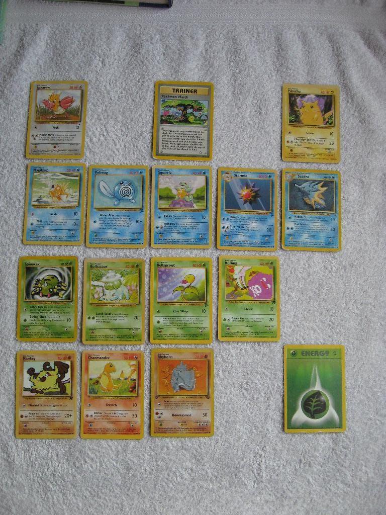 enkele eenvoudige gebruikte Pokémon kaarten, Ophalen of Verzenden, Gebruikt, Losse kaart