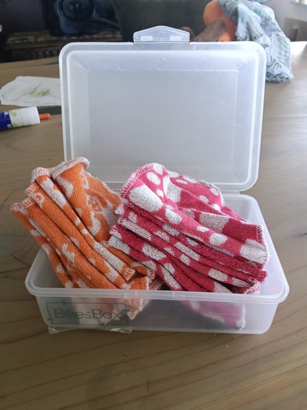 BilliesBox met herbruikbare doekjes - Oranje & Rood, Ophalen of Verzenden