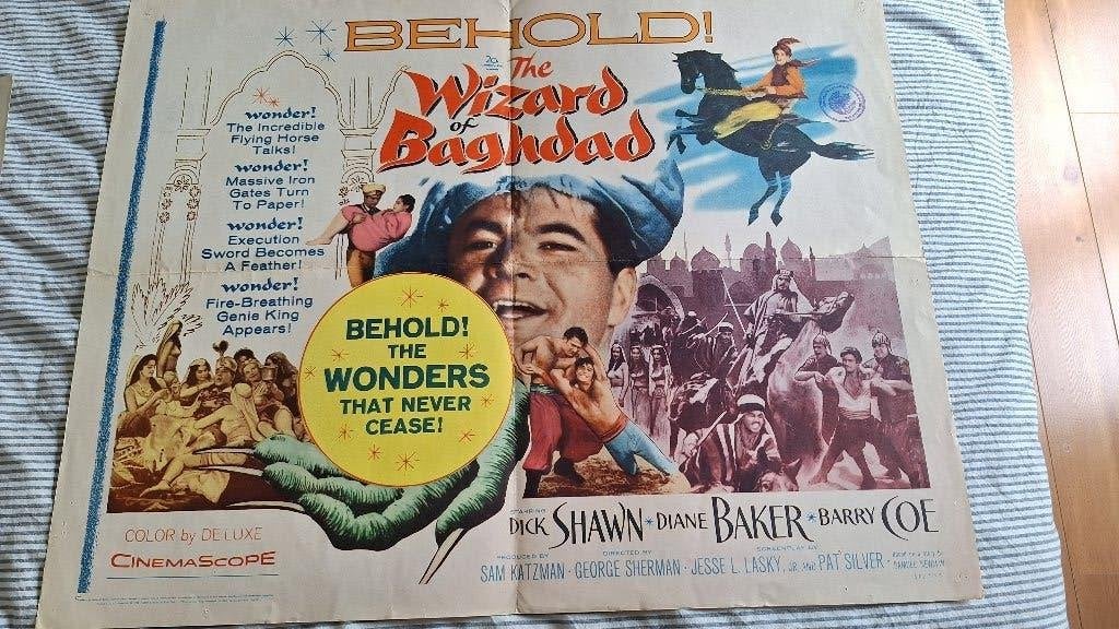 Wizard of Baghdad poster 1960  dick Shawn, Gebruikt, Rechthoekig Liggend, Ophalen of Verzenden, A1 t/m A3