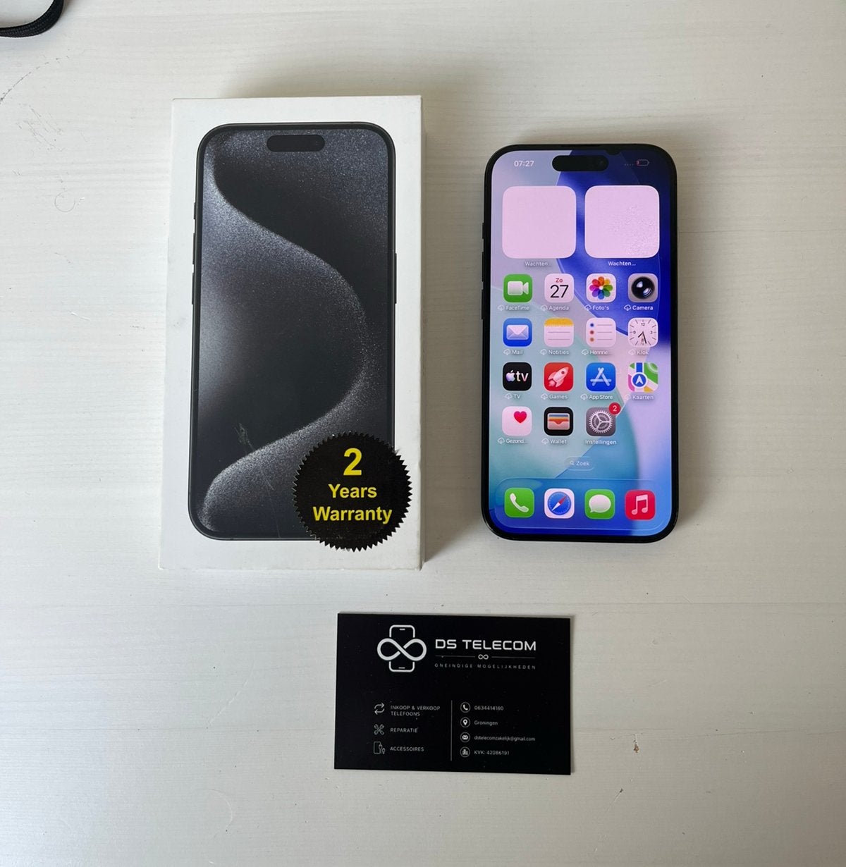 Apple Iphone 15 Pro | Nieuwstaat | Batterij 89% | DS Telecom, 128 GB, Zwart, Ophalen of Verzenden, Zo goed als nieuw