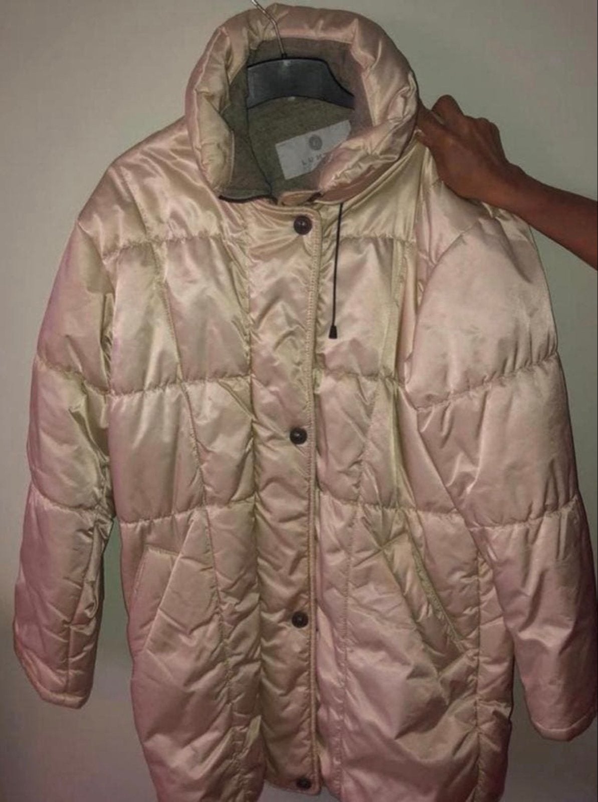 Lutha beige gewatteerde jas met capuchon - Maat L, Ophalen of Verzenden, Zo goed als nieuw, Maat 42/44 (L), Beige