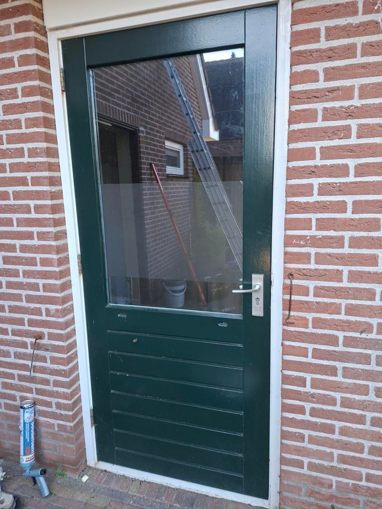 Massieve hardhouten achterdeur, Ophalen, Gebruikt, 80 tot 100 cm, Buitendeur