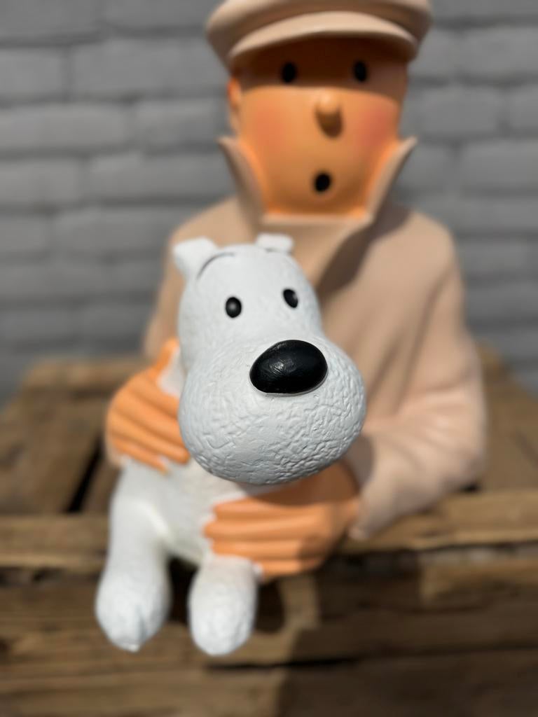 Kuifje en Bobbie beeldje - Decoratief figuur, Verzamelen, Beelden en Beeldjes, Ophalen, Zo goed als nieuw, Mens