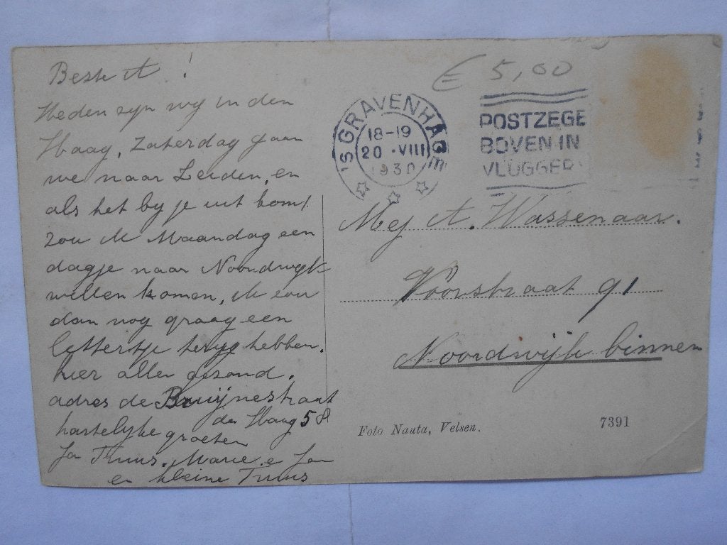 Duindal 's-Gravenhage tel 833 Scheveningen rond 1930, Ophalen of Verzenden, 1920 tot 1940, Gelopen, Zuid-Holland