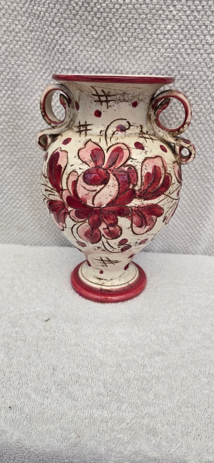 Vintage Italiaanse vaas met handgeschilderde bloemen, Antiek en Kunst, Ophalen of Verzenden